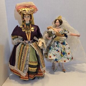 2 Vintage Dolls Hand Painted Face See Pictures For‎ Condition